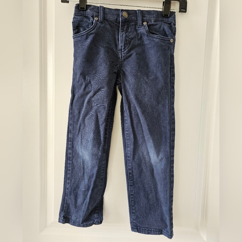 Kid's sz6 Blue Straight-Leg Pants Faded Indigo Wash Adjustable Waist Going Out